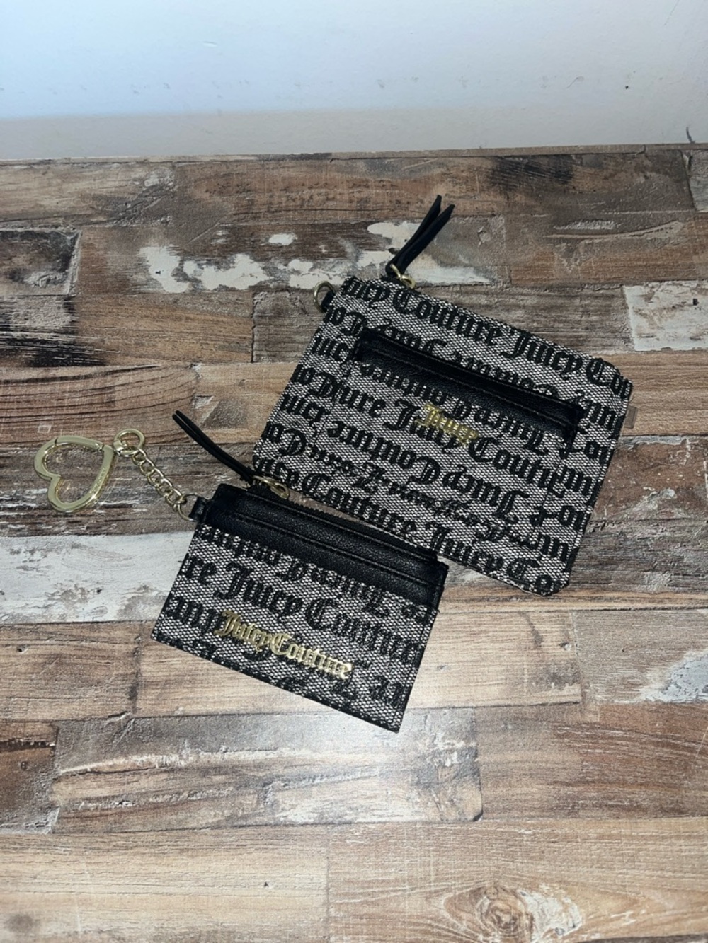 Juicy Couture Black and Gray Wallet Duo